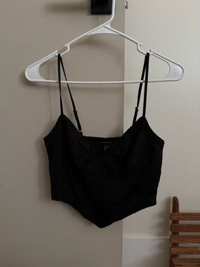 wild fable Black Lace-Trim Cami Tank